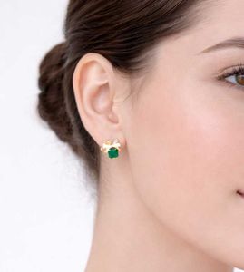 Bow Emerald Stud Earrings