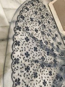 Elegant Grey Floral Embellished Net Dupatta