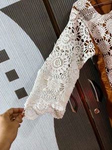 Elegant Brown Kurta with Crochet