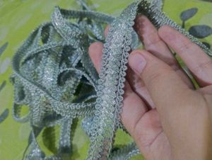 2 Silver Embellished Lace Trim