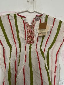 Striped Kaftan Tunic with Tassels