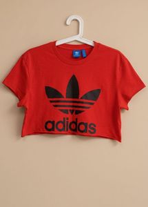 Adidas Red Cropped T-Shirt