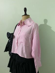 Pink Gingham Collared Shirt