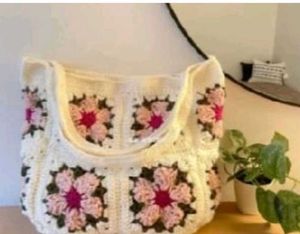 Handmade Crochet Floral Tote Bag