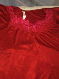 Red Lace Trim Nightgown