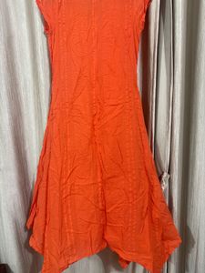 Vibrant Orange Textured Dress
