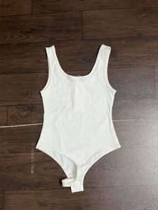 Classic White Ribbed Henley Bodysuit
