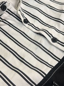 Striped &amp; Black Patchwork Shirt