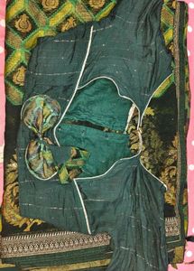 Emerald Green Saree with Gold Print