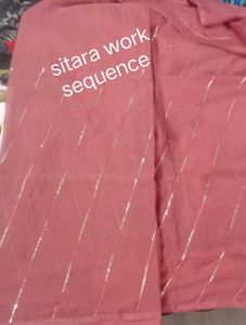 Elegant brown Saree with Sitara Work