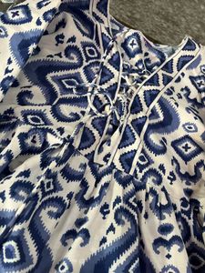 Stylish Blue Ikat Print Kurta