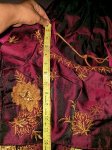 Purple &amp; Gold Embroidered Lehenga