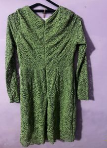 Sage Green Lace Long Sleeve Mini Dress