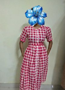 Cute Red Gingham Heart Midi Dress
