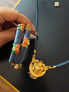 Traditional Gold Necklace and Bangles Set