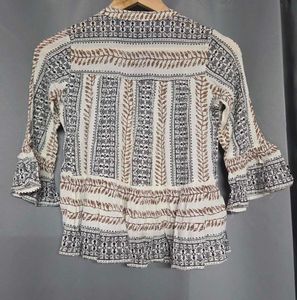 Boho Print Peasant Top