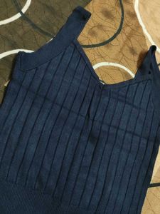 Navy Blue Ribbed Tank Top