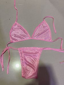 Pink Tie Up Bra And Panty Set