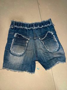 Distressed Denim Shorts with Embellishments
