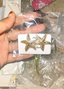 anti tarnish Gold Starfish Earrings