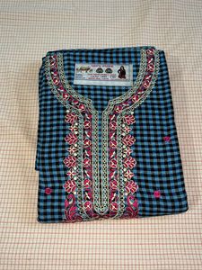 Embroidered Plaid Salwar Kameez Suit
