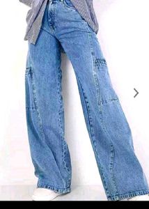 Wide Leg Blue Denim Jeans