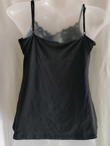 Black Lace Trim Camisole Slip