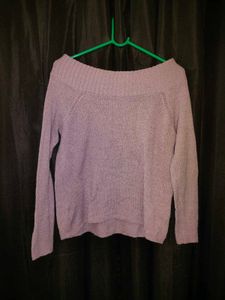 Lavender Off-Shoulder Cozy Sweater