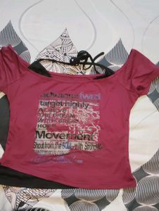 Off-Shoulder Graphic Print Top