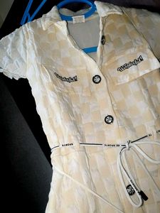 brand new Cream Textured Button-Up Dress