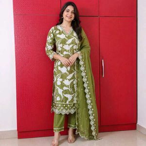 Elegant Green Unstitched Kurta Set with Dupatta