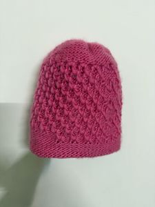 Pink Knitted Beanie with Flower