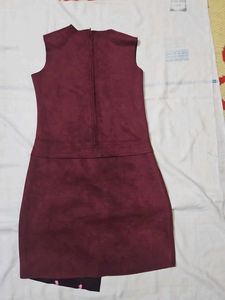Stylish Burgundy Suede Dress