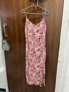 Pink Paisley Print Midi Dress