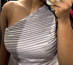 Elegant One-Shoulder Pleated Maxi Dress