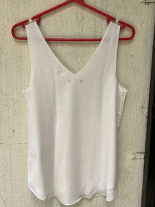 Classic White V-Neck Sleeveless Top