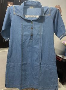 Blue Denim Collared Dress