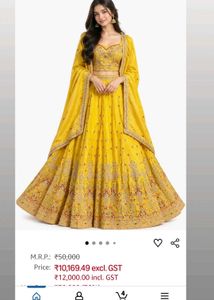 Stunning Yellow Embroidered Lehenga Set
