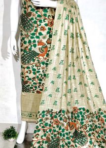 Beautiful Peacock Print Dress Material