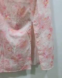 Floral Co-ord Set: Puff Sleeve Top &amp; Slit Skirt
