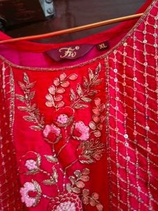 Red Embroidered Kurta Set with dupatta