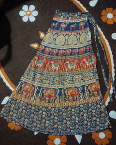 Bohemian Women Top With Jaipuri Print Skirt