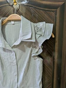 Striped Button-Up Peplum Top