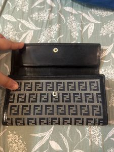 Fendi Grey Zucchino Canvas Wallet