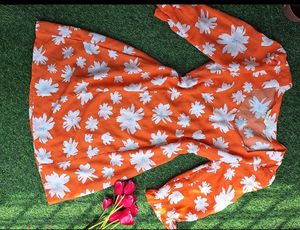 Orange Floral Print Dress