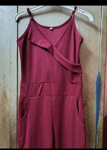 Maroon Spaghetti Strap Jumpsuit