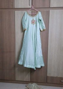 Elegant Mint Green Anarkali Gown