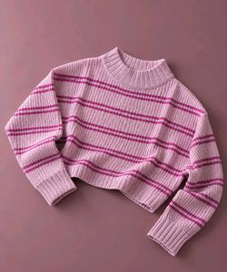 PINK & MAGENTA STRIPED CROPPED KNIT SWEATER