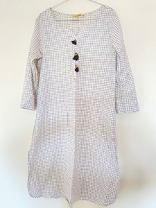 Black and white check kurta