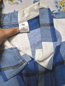 Blue Plaid Cropped Shirt